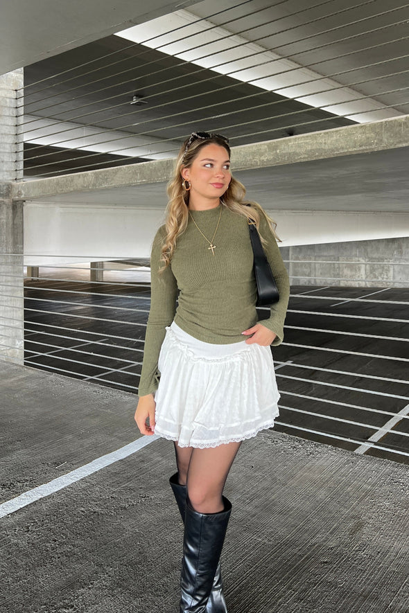ZESICA Fall Mock Neck Ribbed Knit Slim Fit Tops Basic Tees