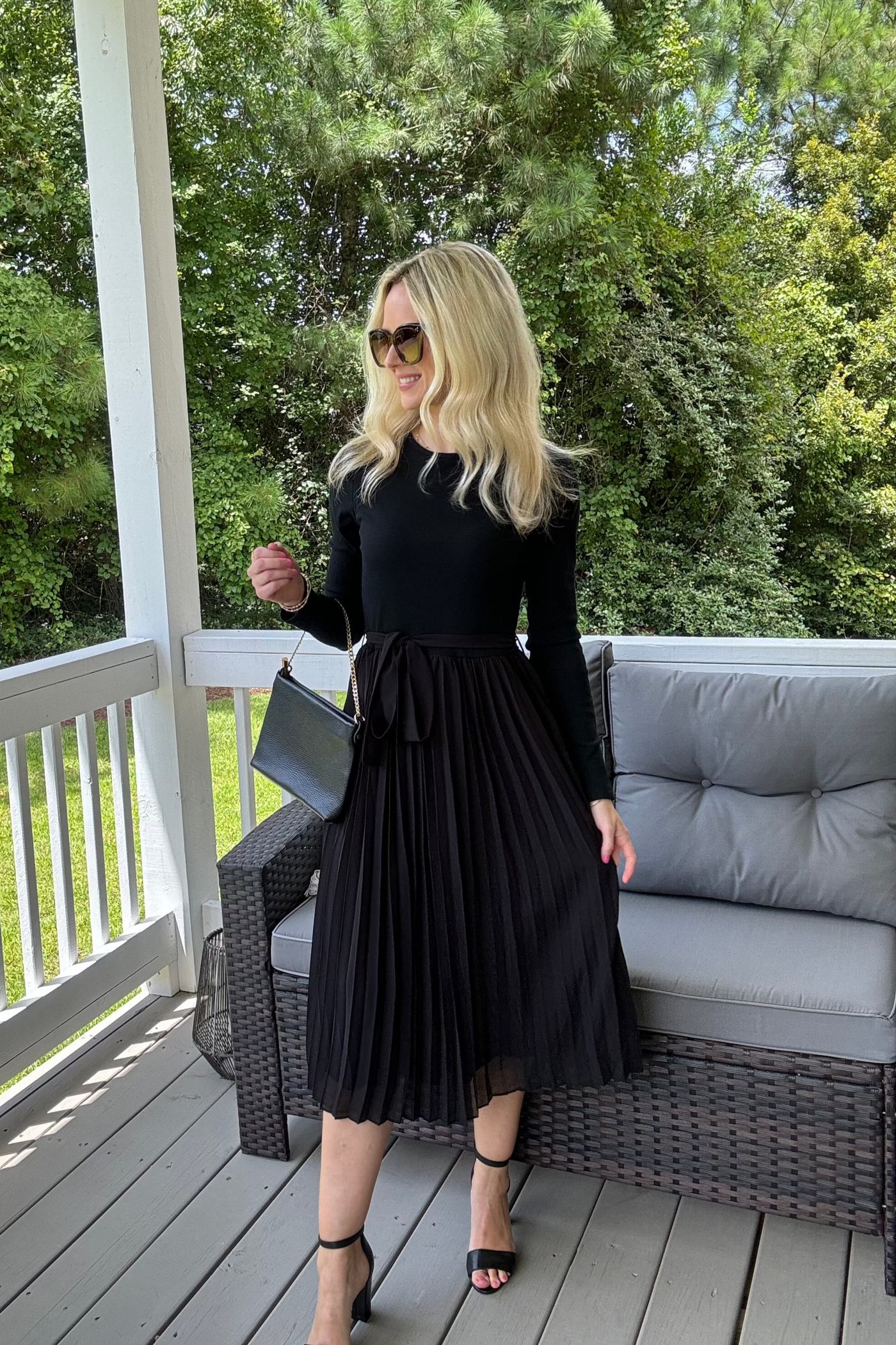 ZESICA Casual Crewneck Knit Belted Pleated A Line Flowy Sweater Dresse zesica ZESICA Casual Crewneck Knit Belted Pleated A Line Flowy Sweater Dresse zesica