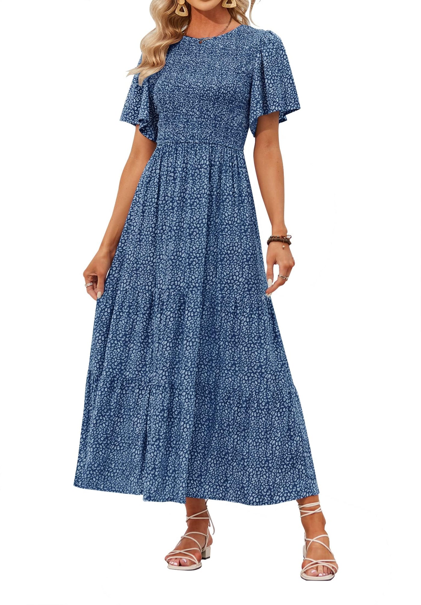 zesica maxi dress ZESICA Sleeveless Square Neck Tiered Swing Maxi Dress zesica