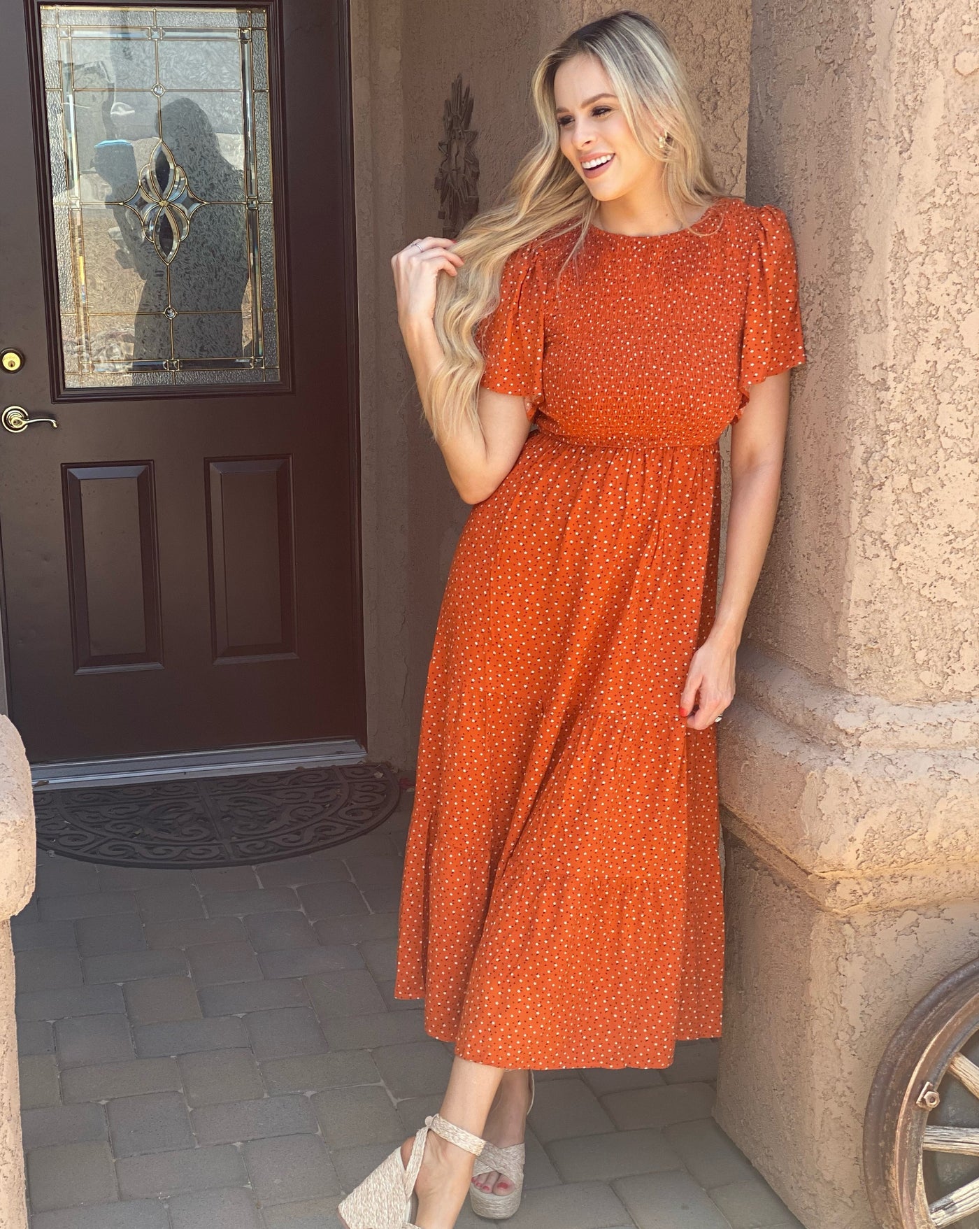zesica maxi dress ZESICA Floral Print Smocked High Waist Flowy Maxi Dress zesica