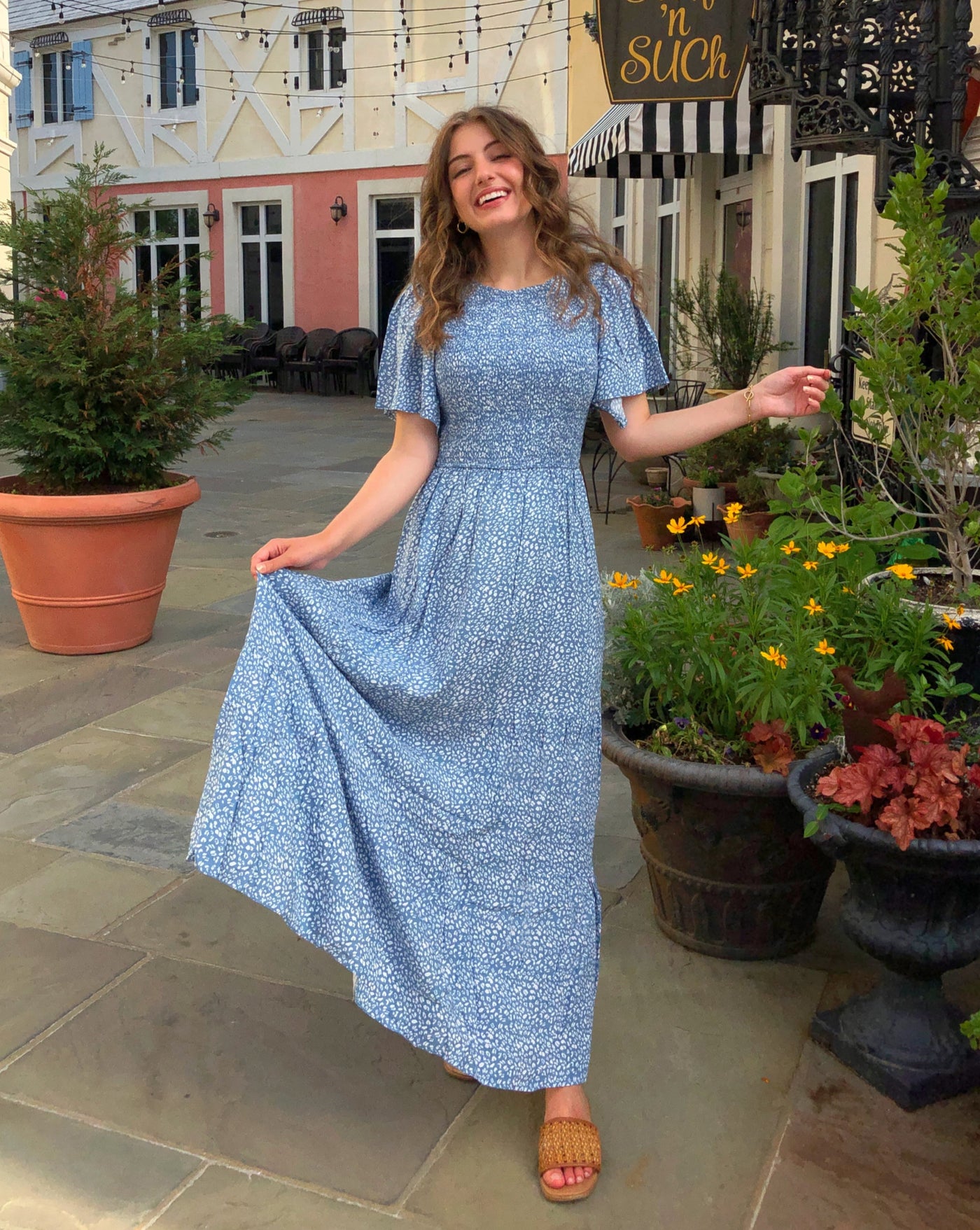 ZESICA Floral Print Smocked High Waist Flowy Maxi Dress zesica ZESICA Floral Print Smocked High Waist Flowy Maxi Dress zesica