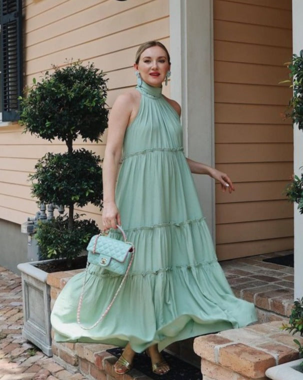 ZESICA Halter Sleeveless Pleated Flowy Maxi Dress zesica ZESICA Halter Sleeveless Pleated Flowy Maxi Dress zesica