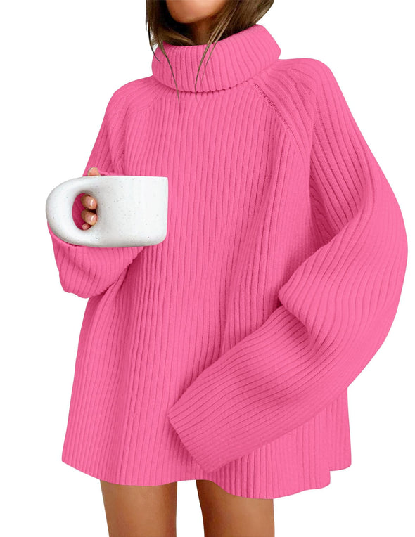 ZESICA Long Sleeve Turtleneck Oversized Chunky Knitted Sweater