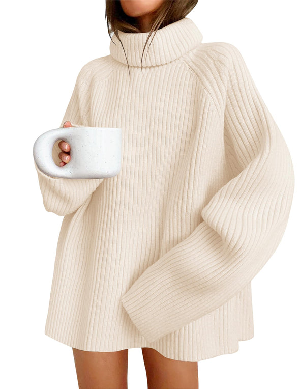 ZESICA Long Sleeve Turtleneck Oversized Chunky Knitted Sweater