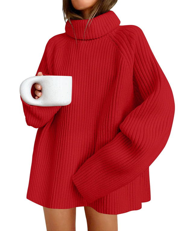 ZESICA Long Sleeve Turtleneck Oversized Chunky Knitted Sweater