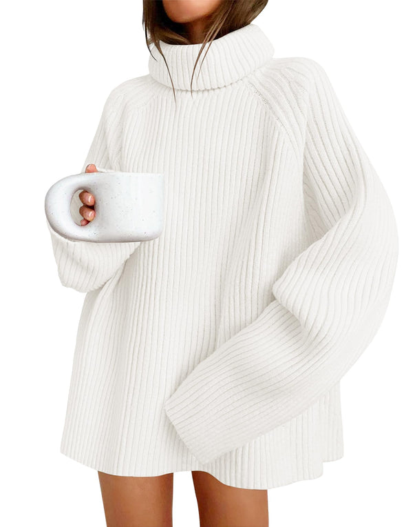 ZESICA Long Sleeve Turtleneck Oversized Chunky Knitted Sweater