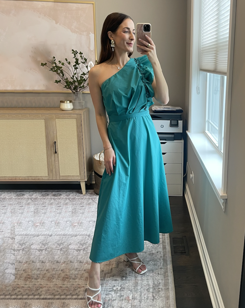 ZESICA One Shoulder Empire Waist Ruffle Maxi Dress zesica ZESICA One Shoulder Empire Waist Ruffle Maxi Dress zesica