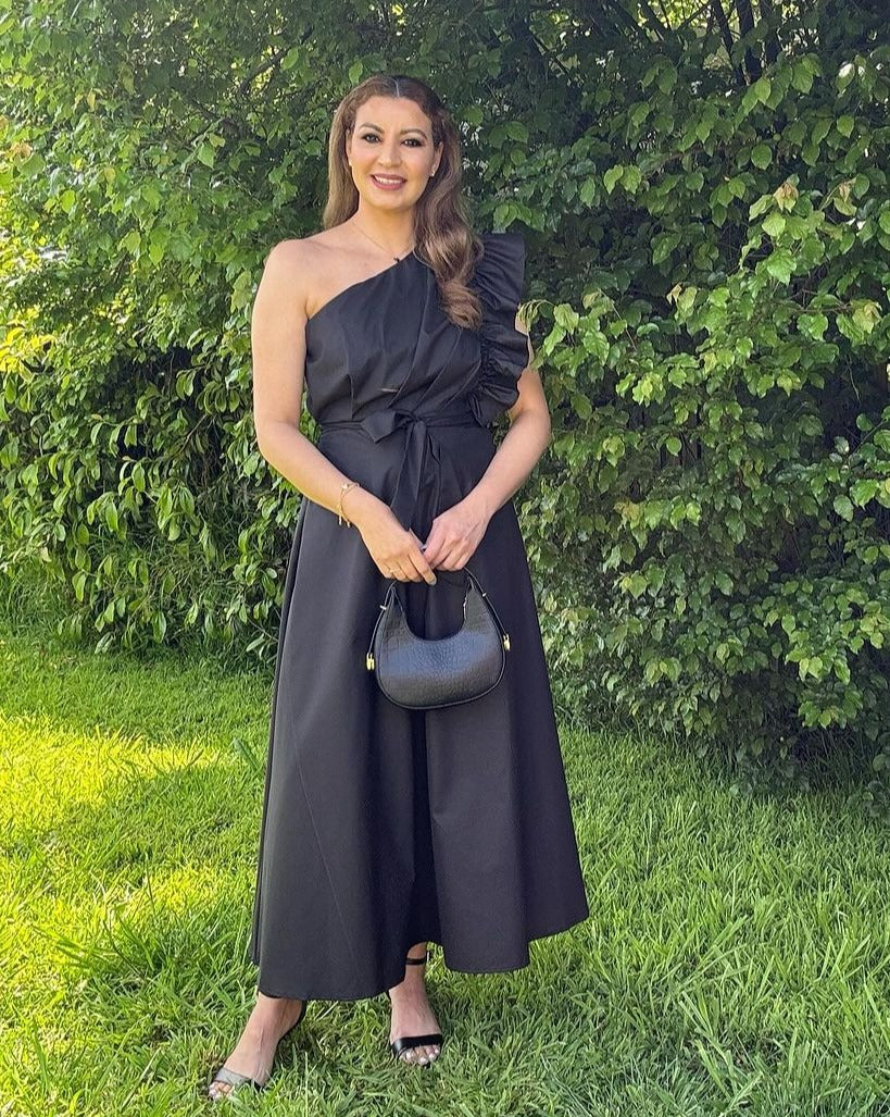 ZESICA One Shoulder Empire Waist Ruffle Maxi Dress – zesica