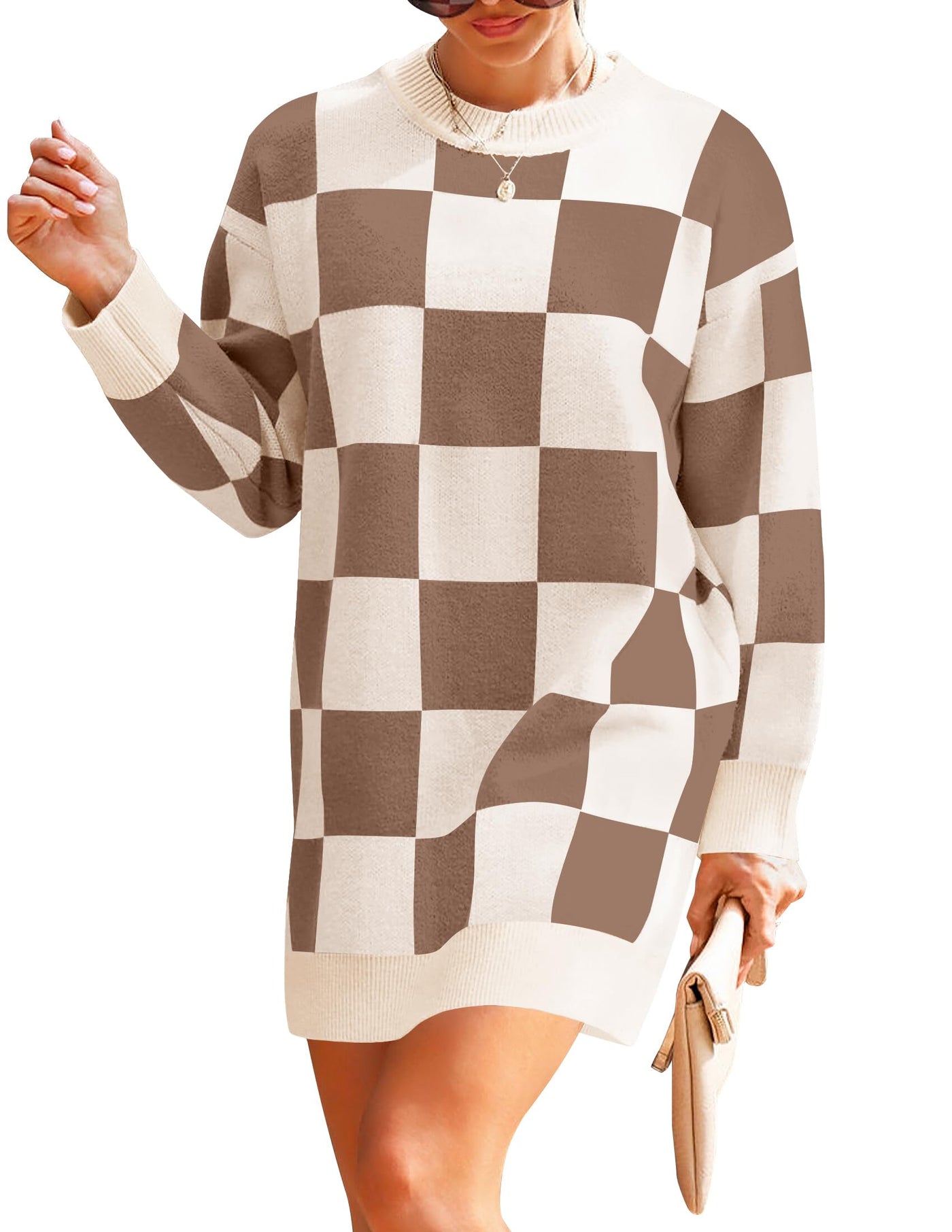 oversized crew neck dress Oversized Cable Knit Sweater Dress - Turtleneck Maxi Dress With Pockets