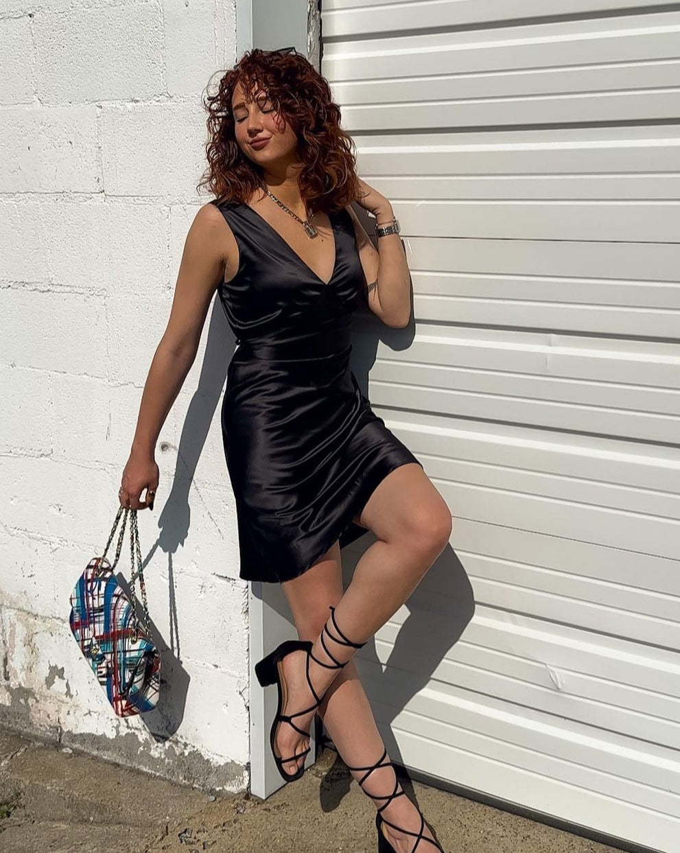 satin tie waist mini dress Quinton Black Satin Long Sleeve Tie Mini Dress - US 2