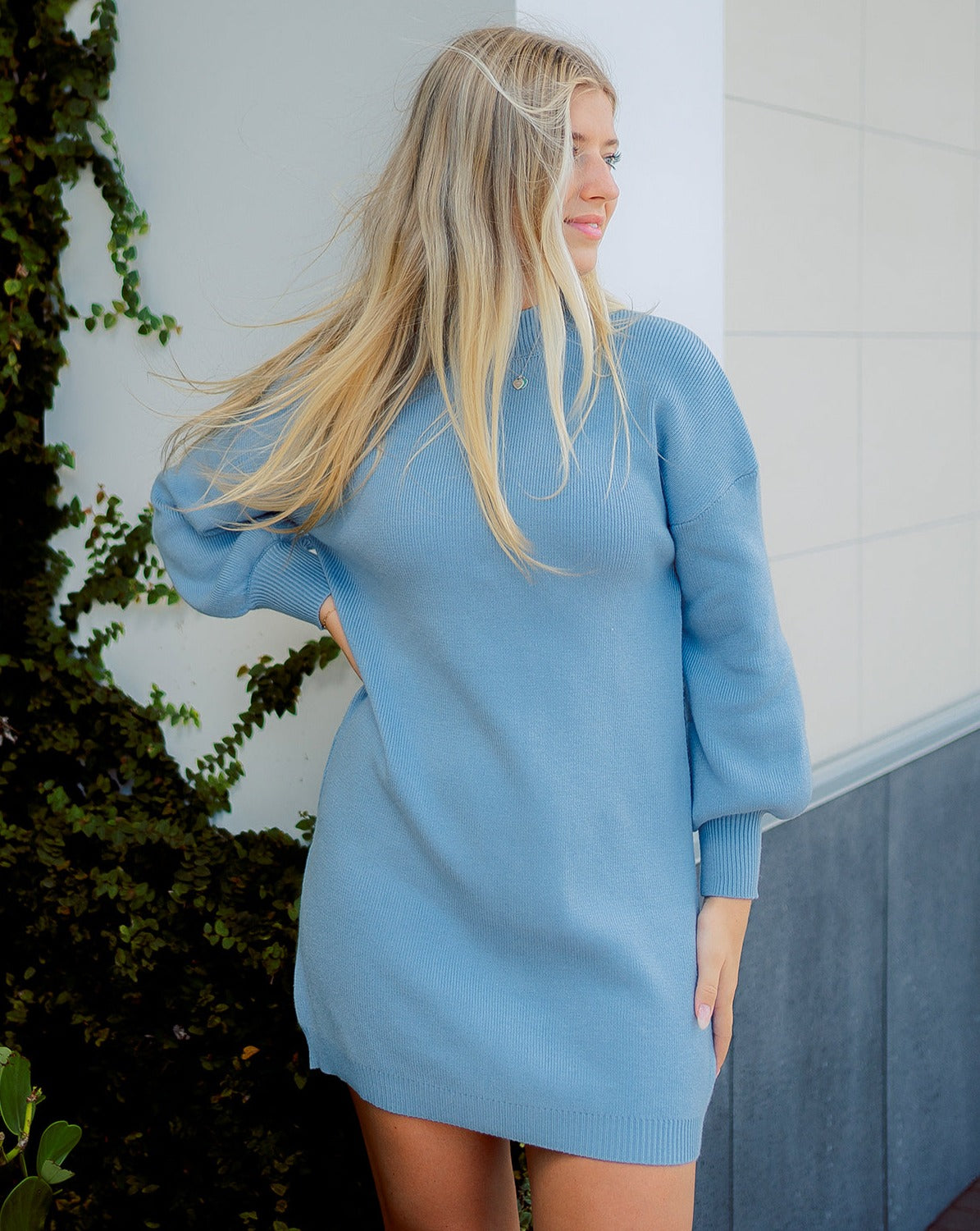 ZESICA Turtleneck Long Lantern Sleeve Knit Pullover Sweater Dress zesica ZESICA Turtleneck Long Lantern Sleeve Knit Pullover Sweater Dress zesica
