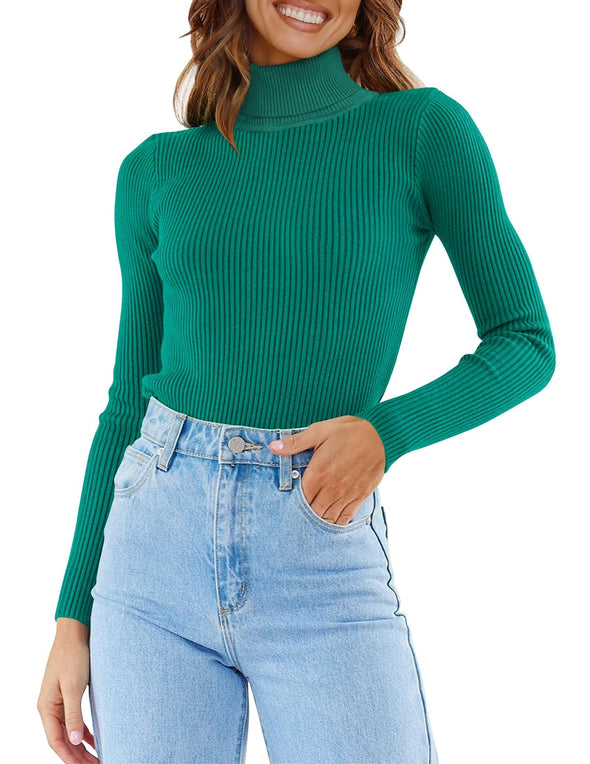 ZESICA Turtleneck Long Sleeve Ribbed Knit Sweater Shirt