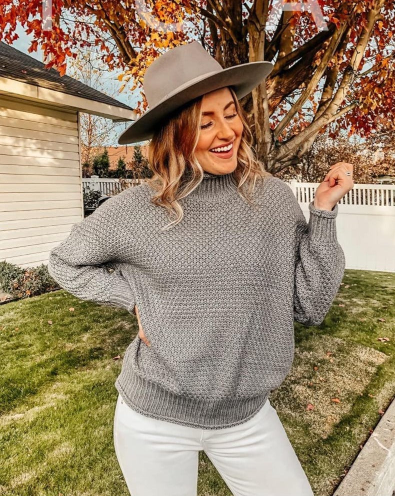 ZESICA Turtleneck Oversized Chunky Knitted Pullover Sweater – zesica