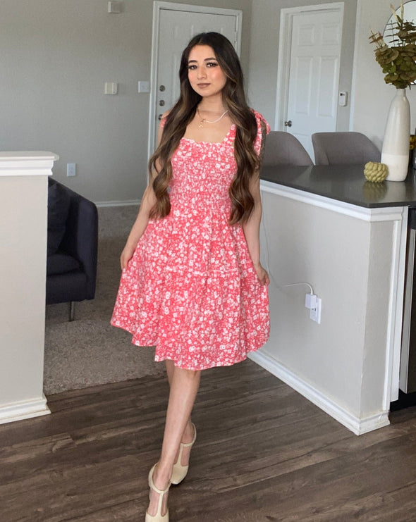 ZESICA Boho Floral Spaghetti Square Neck Mini Dress