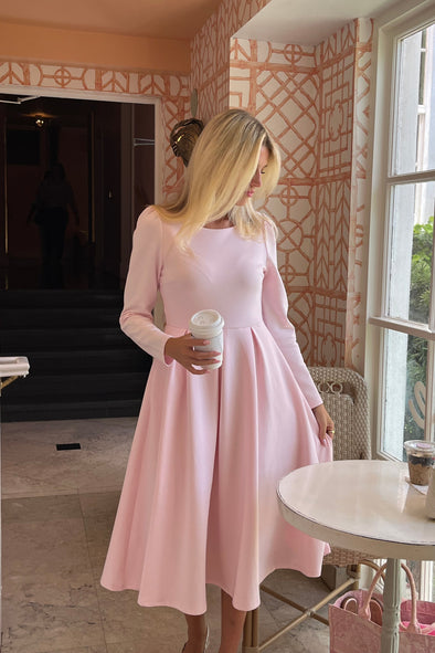 ZESICA Fall Elegant Crewneck Swing A Line Wedding Party Dress