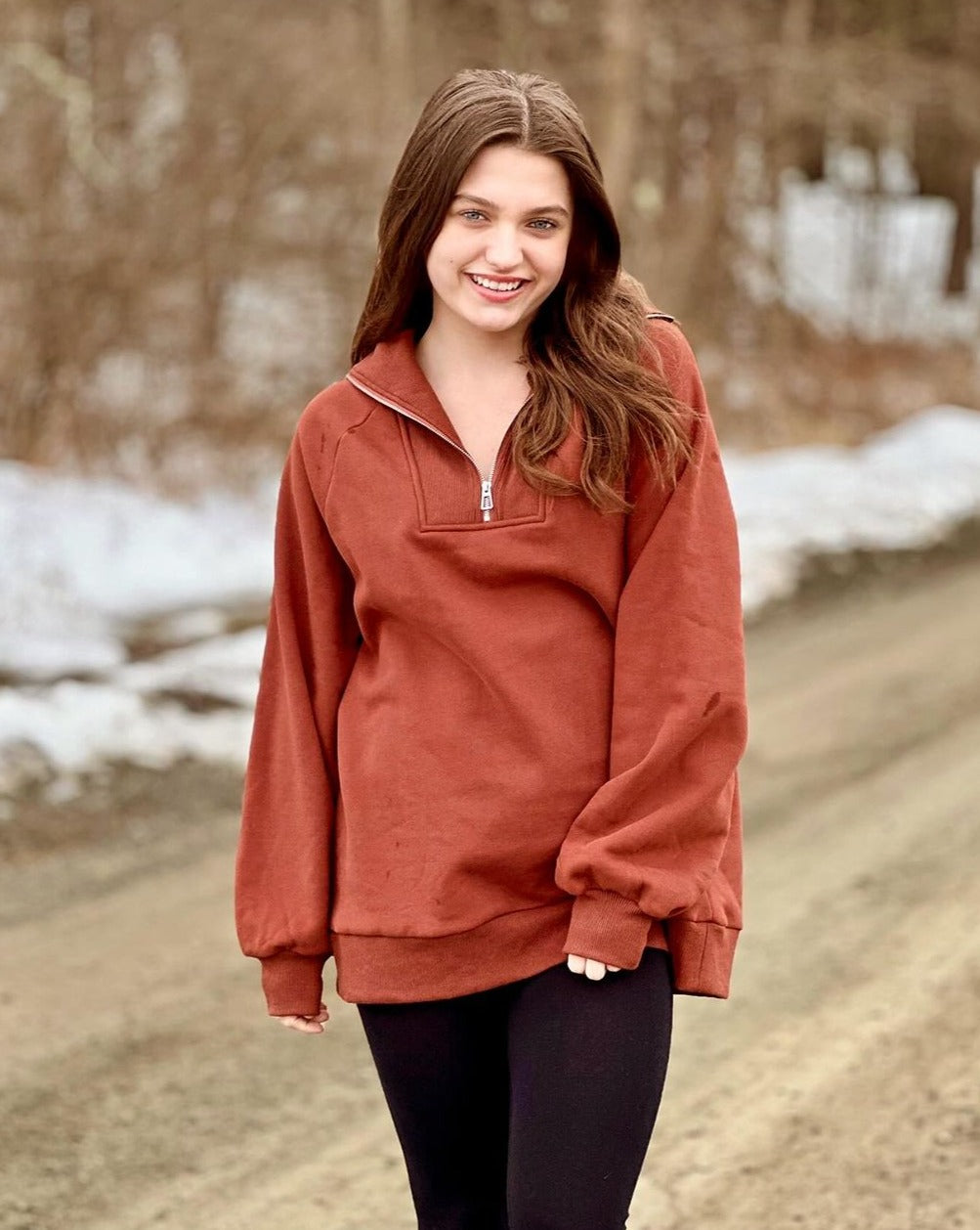 ZESICA Long Sleeve Quarter Zipper Oversized Fleece Sweatshirt – zesica