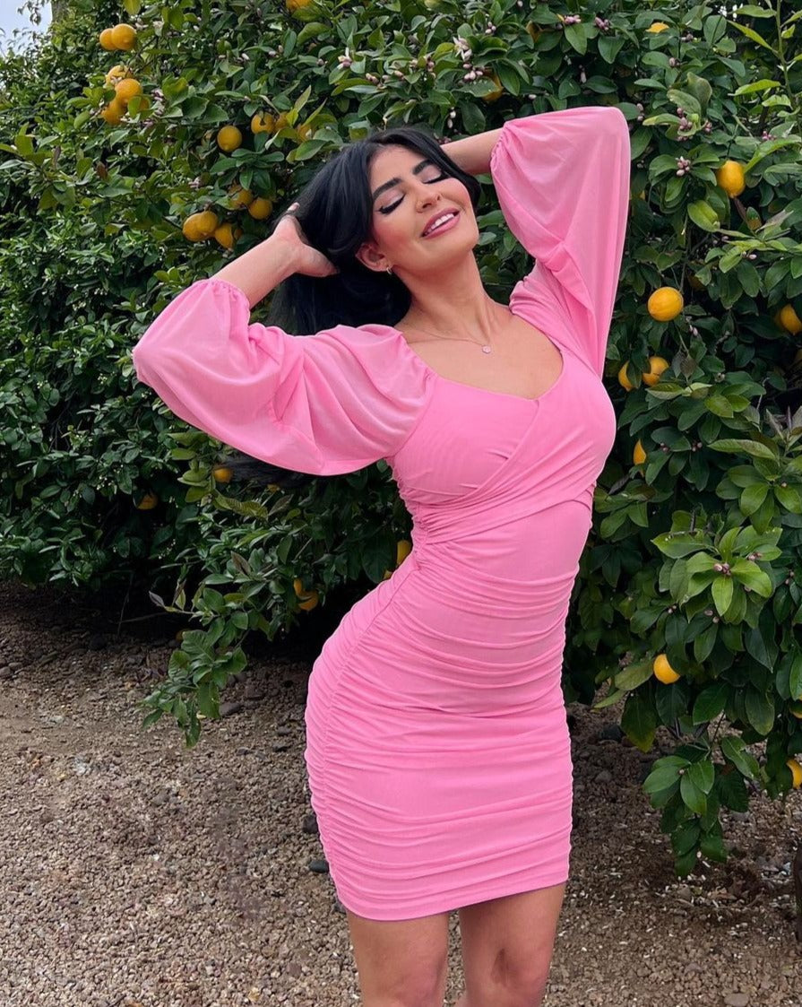long sleeve bodycon v neck dress Plunging V-Neck Long Sleeve Sequin Bodycon Midi Dress GM01075