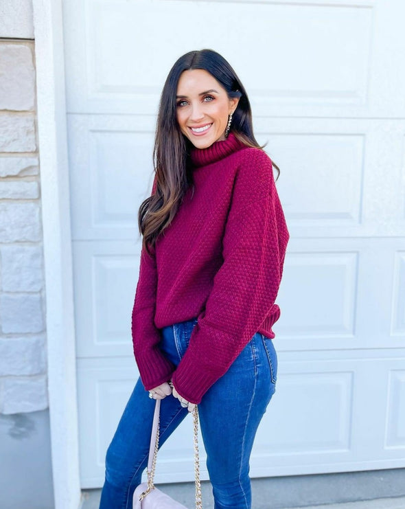 ZESICA Turtleneck Loose Chunky Knitted Pullover Sweater