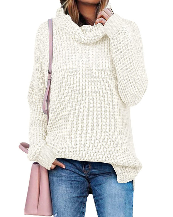 ZESICA Turtleneck Waffle Knit Pullover Sweater