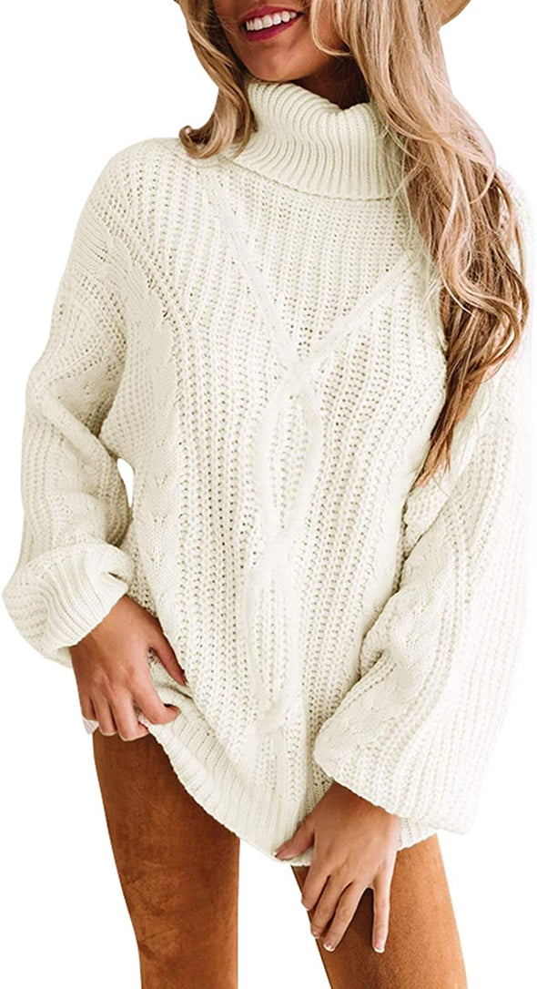 ZESICA Turtleneck Chunky Knit Sweater Pullover