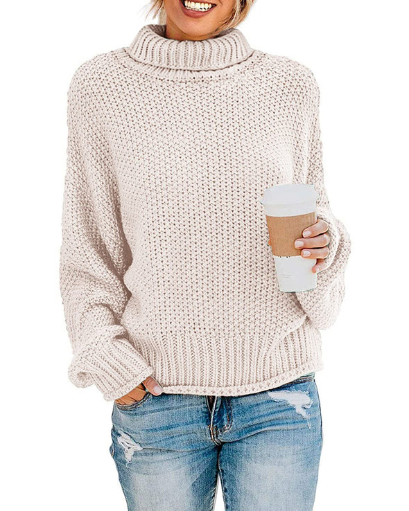 ZESICA Turtleneck Loose Chunky Knitted Pullover Sweater