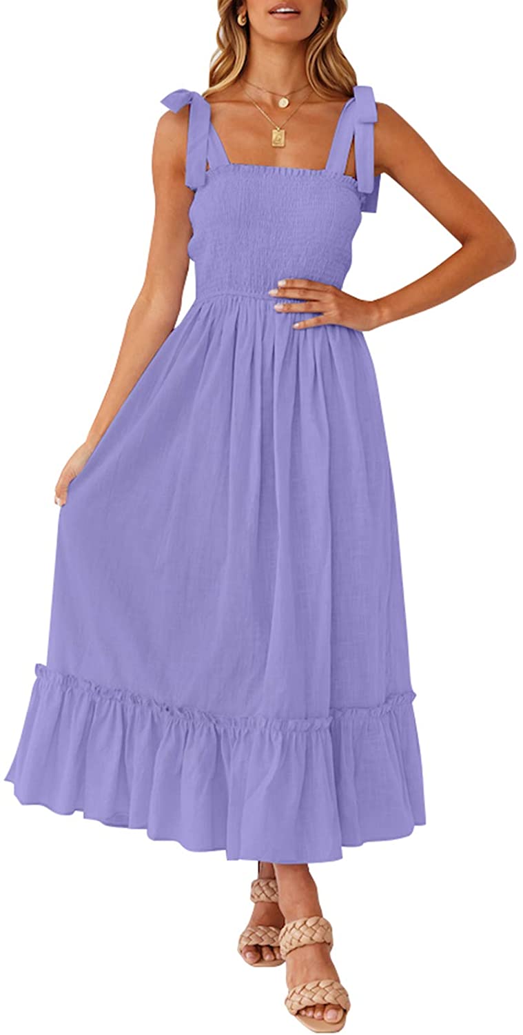zesica maxi dress ZESICA Spaghetti Strap Ruffle Maxi Dress zesica