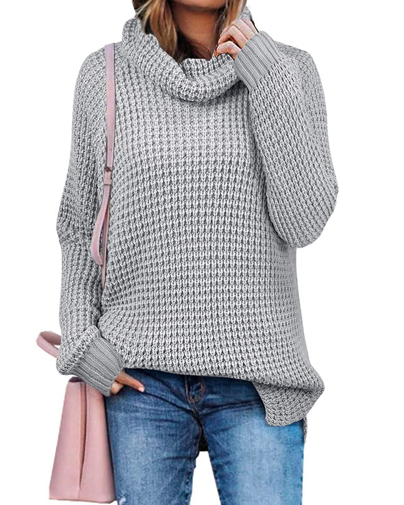 ZESICA Turtleneck Waffle Knit Pullover Sweater
