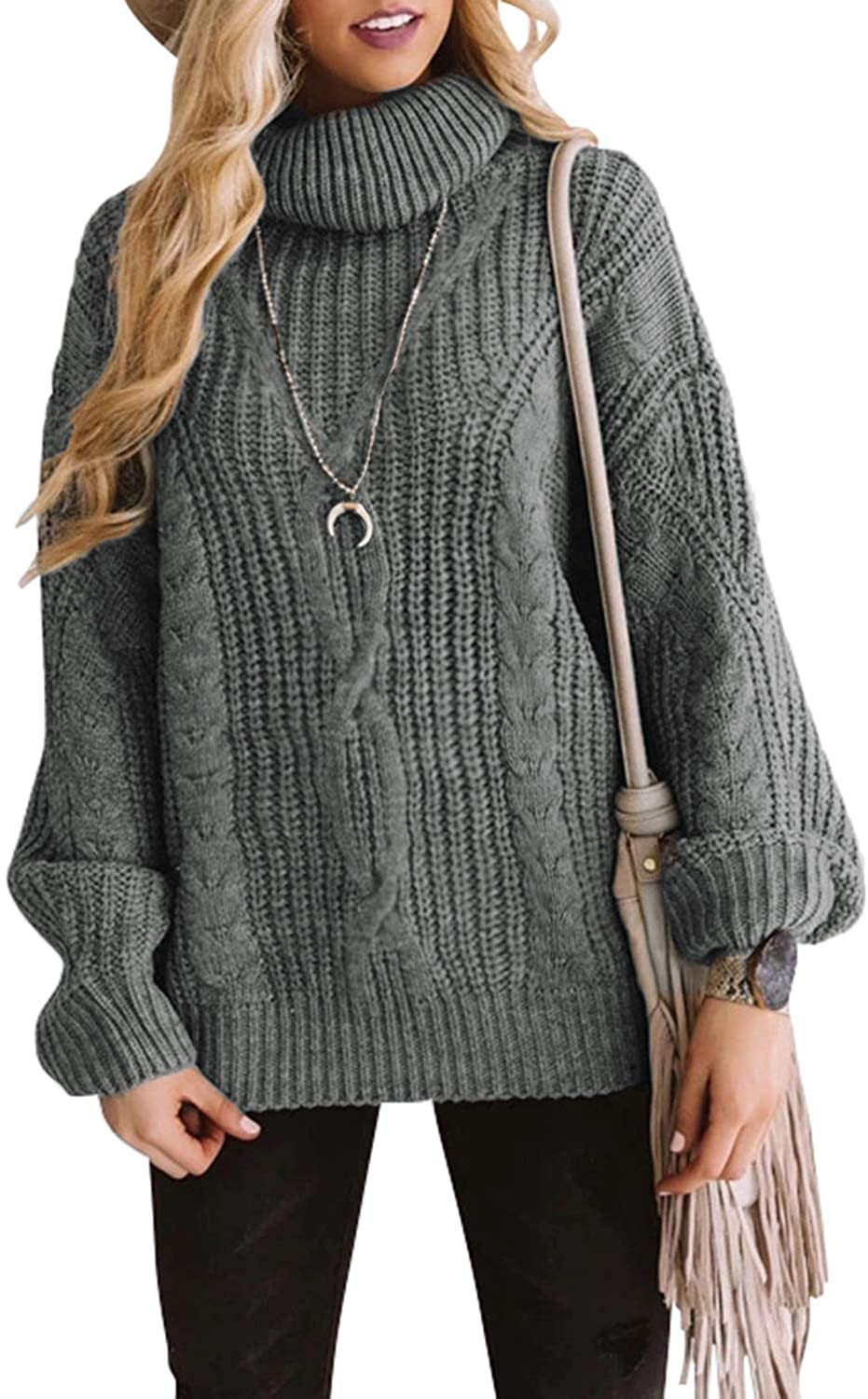ZESICA Turtleneck Chunky Knit Sweater Pullover – zesica ZESICA Turtleneck Chunky Knit Sweater Pullover – zesica
