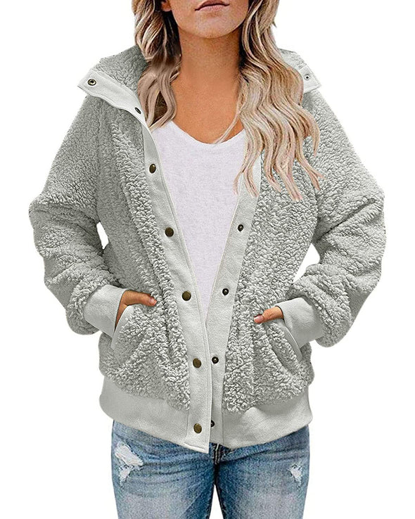 ZESICA Button Down Fuzzy Fleece Jacket Coat
