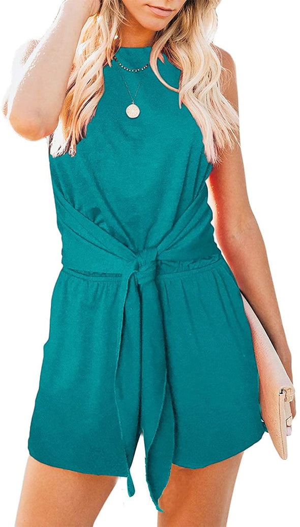 ZESICA Halter Knot Front Rompers