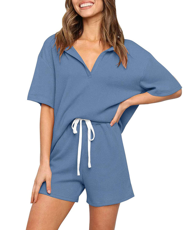 ZESICA Ribbed Knit 2PC Pajama Sets