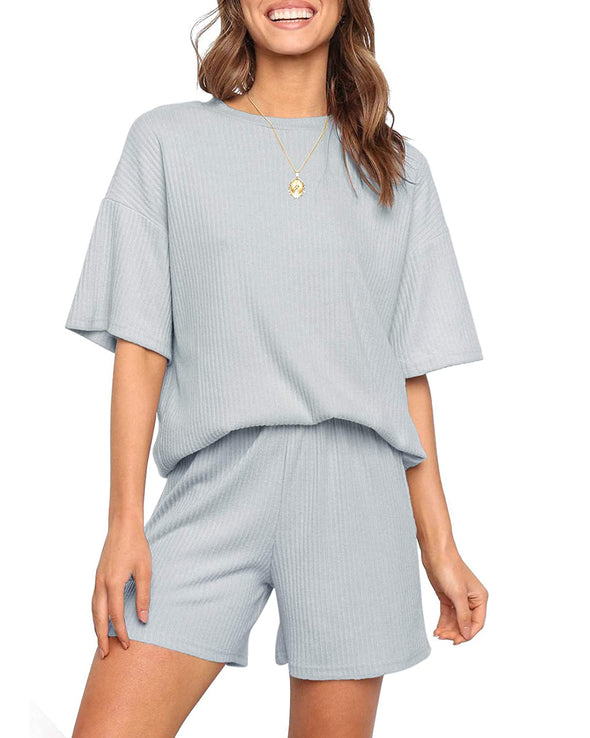 ZESICA Ribbed Knit 2PC Pajama Sets