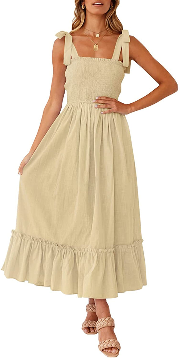 LONGYUAN Women's Sleeveless T-Shirt Dress - Summer Beach Cover Up With Pockets