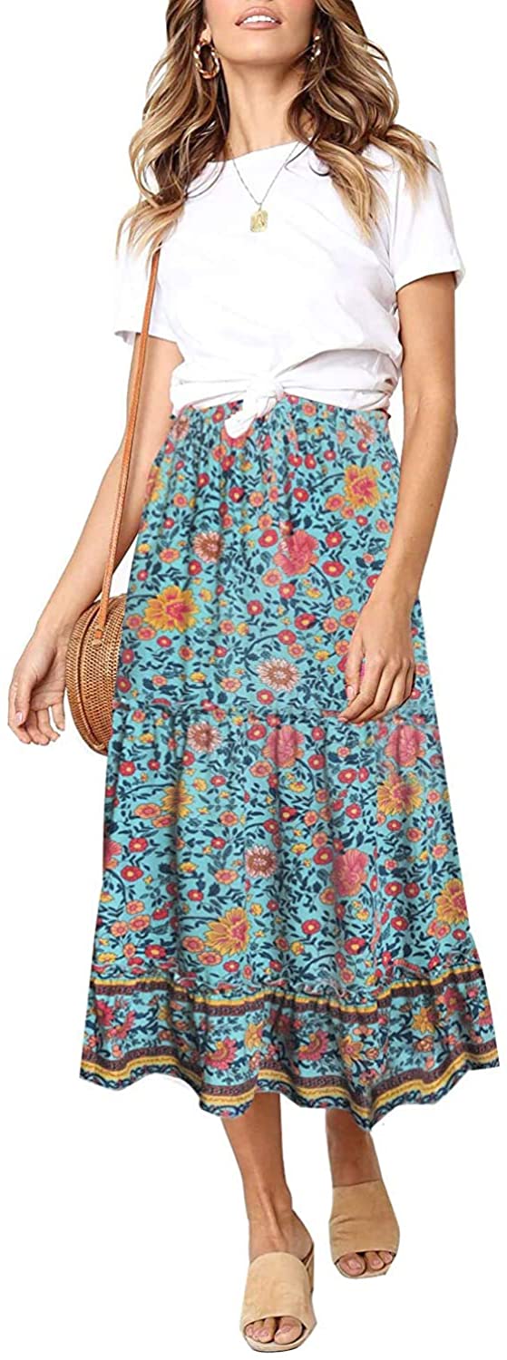 ZESICA Bohemian Floral Printed Maxi Skirt