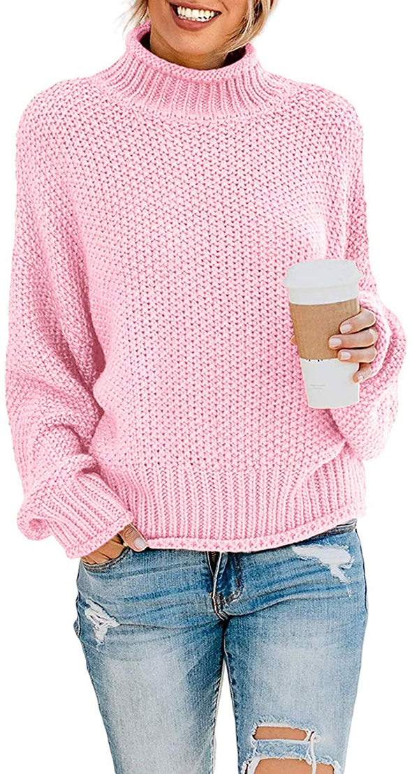 ZESICA Turtleneck Oversized Chunky Knitted Pullover Sweater