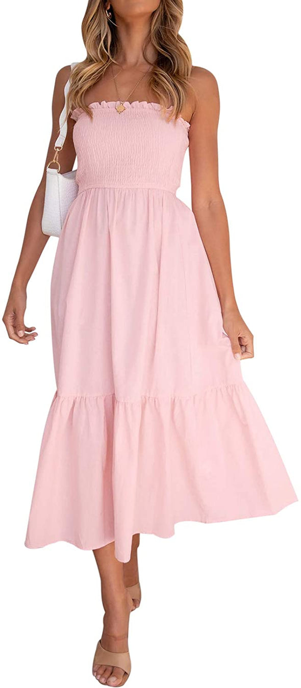 ZESICA Bohemian Strapless Maxi Dress